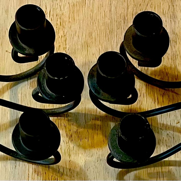 Pair of Vintage Wrought Iron Candle Holders - Picture 7 of 8